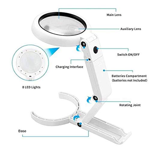 Loupe de bureau éclairée 5X pliante pour lire sans fatigue oculaire - 7