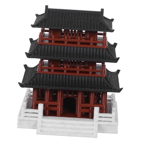 CORHAD Fade-resistant Miniature Chinese Pavilion Ornament for Aquarium and Micro Landscape Vintage Style Asian Architecture Model Compact Decor for Home Office Study and Living Space