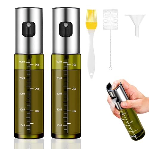 Ölsprüher für Kochen 2 Stuck, Grünes UV-Schutz Glas Öl Sprühflasche, 100% BPA frei Ölsprüher...