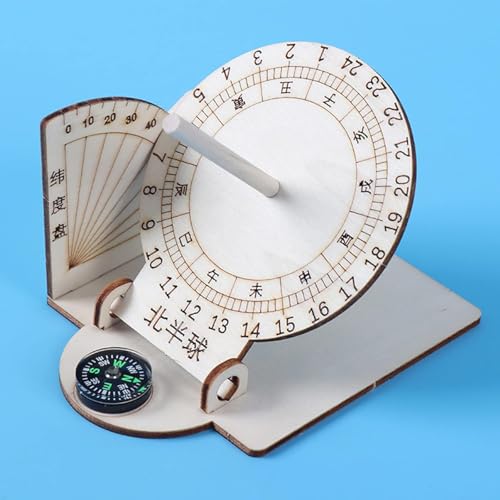 YuanHolumid Wooden Sundial-Scientific Model Teaching Practical Wooden-Sundial Model Ancient Timers Sundial-Home Desk Decorations Sundial Clocks Specialty Clocks - Thumbnail 6