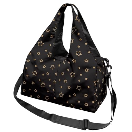 GLENLCWE Galaxy Gym Bag with Shoe Compartments Tactical Bags Printed Sports Duffle Bag with Yoga Mat Holder, Black Sports Bags for Exercises Hiking Weekender2