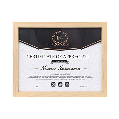 Kinlink 8.5X11 Picture Frame Natural Wood Diploma Frame With Acrylic Plexiglass For Pictures, Certificate Degree Document Frame Tabletop And Wall Mounting Display #TOP17