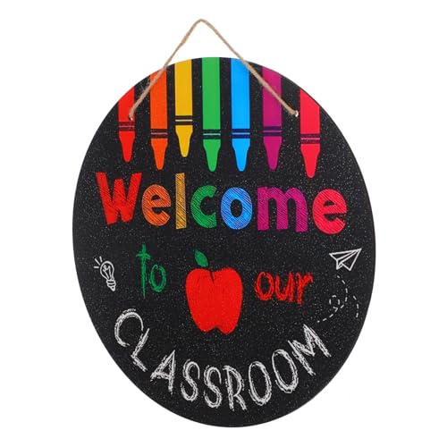 GRIRIW Welcome to Classroom Sign Round Door Hanger Back to School Teacher Decor Wood School Decorations