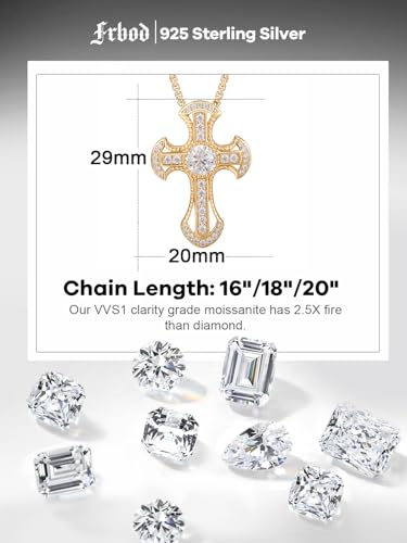 Color-D VVS1 Clarity Moissanite Cross Pendant Necklace, Iced Out 925 Sterling Silver with Gold/White Gold Plated Cross Chain, Greek Cyberpunk Cross Pendant for Christmas Mother's Day Valentine's Day4