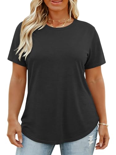 Image of VISLILY Plus-Size-Tops for Women Casual Short Sleeve T Shirts Trendy Tie Dye Crewneck Tees Comfy Loose Fit Tunics XL-5XL