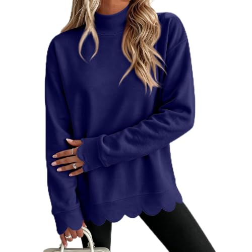 Mock Neck Sweatshirt Women Cotton Peplum Long Sleeve Casual Sweat Shirt - image 1