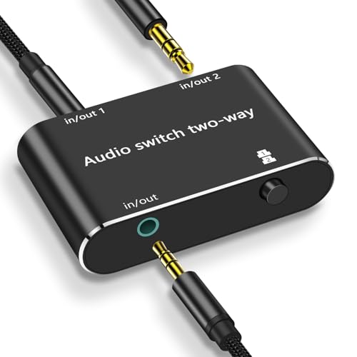 Image of Audio Switch 3.5mm Bi-Direction Switch,Stereo Audio Switcher 2 in 1 /1 in 2 Out,A udio Swit ch Headphone Manual Selector Splitter for Phone PC Laptop Headphone(Black)
