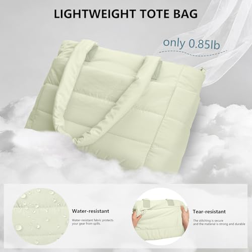 Image of Puffer Tote Bag for Women Quilted Nurse Bag Lightweight Work Bag for Teacher Travel Handbag with Multiple Pockets
