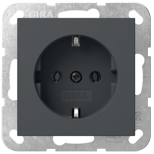 Gira Steckdose Standard 55 Anthrazit I Unterputz Schuko Steckdose 418828 I bruchsicheres Thermoplast mit Sicherheitsmaßnahme I Einbautiefe 32 mm I Elektroinstallation Made in Germany I 16 A 250 V