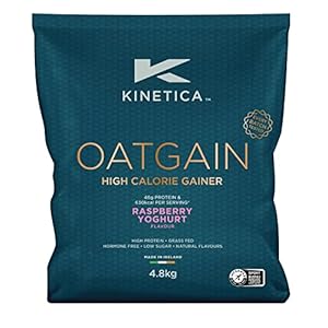 Kinetica OatGain Weight Gainer 600+ Calories & 47g Protein per Serving, 4.8 kg, 30 Servings Raspberry Yoghurt Flavour