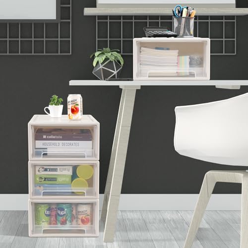 Yesdate Stapelbare Schubladeneinheit aus Kunststoff, 18 l, Schreibtisch-Frontbox, Schubladen-Organizer – 1 Stück