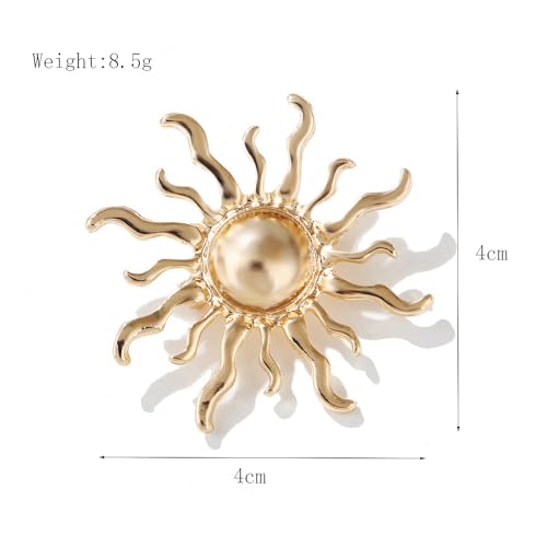 Image of Gold-Tone Sun Brooch Pin Vintage Round Sun flower Broach for Shirt Decorations Wedding Bouquets Jewelry