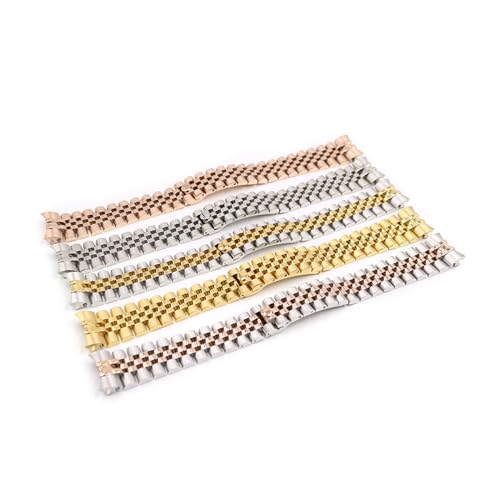 Cong Yi 20mm 316L ステンレススチール シルバー ツートーン ローズゴールド 腕時計ストラップ ブレスレット ソリッドスクリューリンク カーブエンド(Rose Gold)