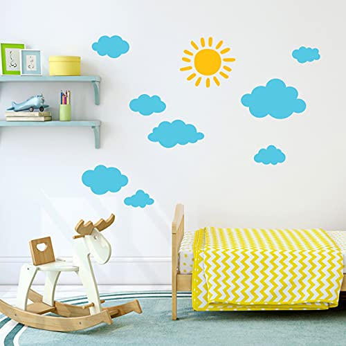 Decowall Dwg-707Sby Sun And Clouds Graphic Kids Wall Stickers Wall Decals Window Stickers Peel And Stick Wall Stickers For Kids Nursery Bedroom Living Room (Blue_707Sby) #TOP1