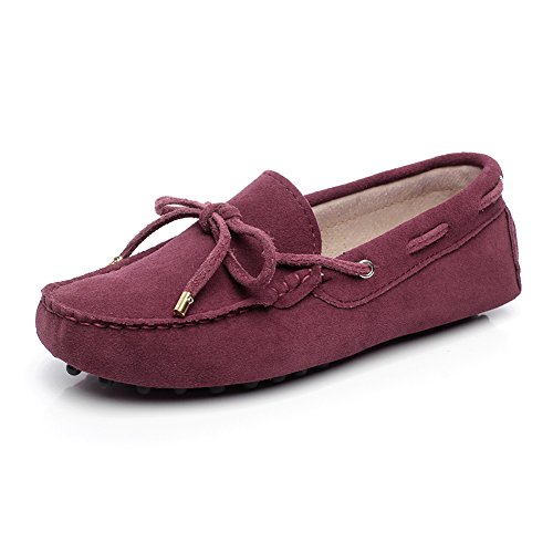 Image of ANUFER Women's Classic Suede Penny Loafers Comfort Handmade Slipper Moccasins