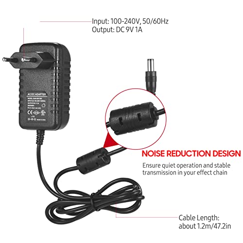Henniu CP-07A Adaptador de fonte de alimentação para efeitos de guitarra DC 9V 1A com cabo de cadeia