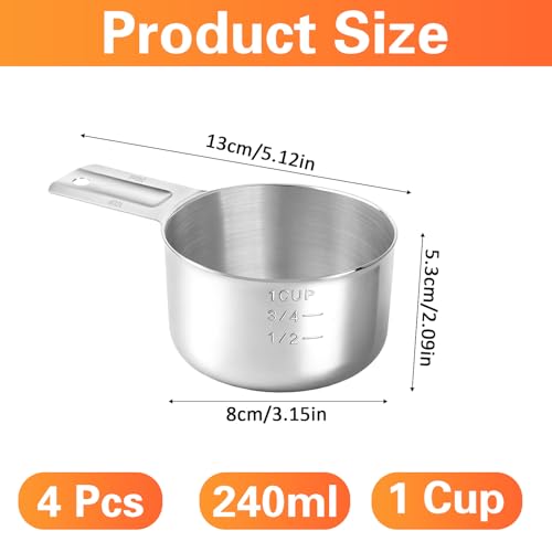4 pack vasos medidores de acero inoxidable 240 ml miniatura 2