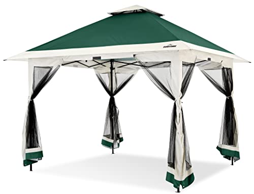 OUTDOOR LIVING SUNTIME Instant Pop Up Patio Gazebo with Full Netting for Family Parties and Outdoor Activities(Green)
