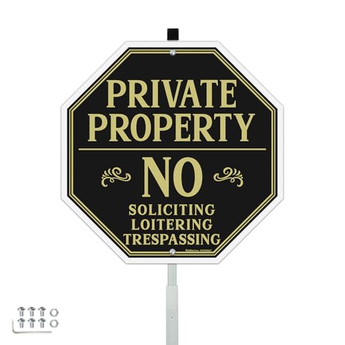 Panneau No Soliciting maison piquet aluminium réfléchissant