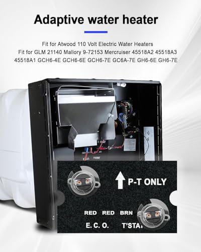 Image of RV Water Heater Thermostat Assembly Compatible with Atwood 91447, ECO and T-STAT Repair Parts for RV Camper Emergency Cutoff Service, 1 Set