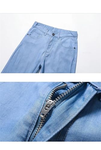 Men's Baggy Jeans Summer Thin Denim Pants Elastic Waist Straight Casual Dark Trousers Plus Size 5