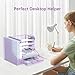 SUPEASY Desk Organizer with File Holder, 5-Tier Mesh Paper Letter Tray Organizer with Pen Holder and Drawer, Desktop Organizer and Storage with 3 Tilted File Sorter for Office Supplies, Purple
