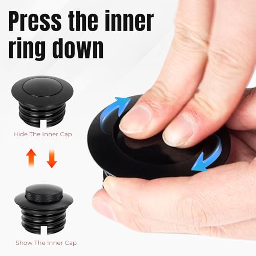 Image of BHB Motorcycle Fuel Tank Pop-up Fuel Gas Oil Tank Cap Compatible With Harley Davidson Regular Thread 1982-2018 (Black)