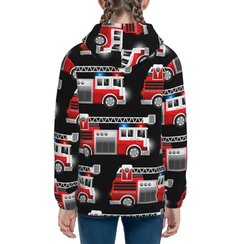 Fire and Rescue Truck Kids Pullover Hoodies Boys Sweatshirts Girls Athletic Clothes with Pocket4