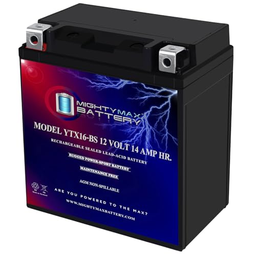 Image of Mighty Max Battery YTX16-BS -12 Volt 14 AH, 230 CCA, Rechargeable Maintenance Free SLA AGM Motorcycle Battery