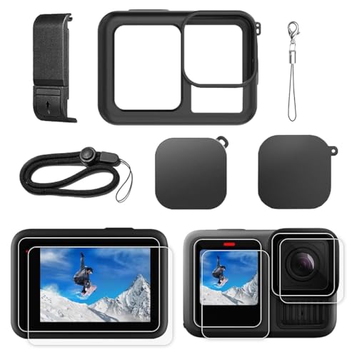 Image of ZORBES Silicone Sleeve Rubber Protective Case Only Applicable to Go Pro Hero 13 Black Standard Lens, Battery Side Cover&Screen Protectors& Lens Caps&Lanyard for Hero 13 Black Accessories Kit