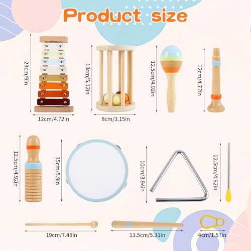 Musical Instruments for Toddlers Montessori Musical Instruments Set for 3+ Wooden Musical Toys 8pcs - Image 5