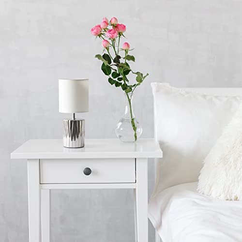 Lámpara de mesa moderna cromada con pantalla blanca, 11.61 in miniatura 5
