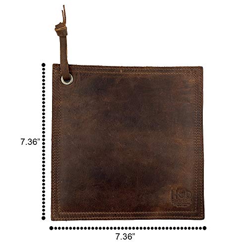 Rustic Leather Hot Pot Pad (Potholder), Double Layered, Double Stitched And Handmade By Hide & Drink :: Bourbon Brown #TOP5
