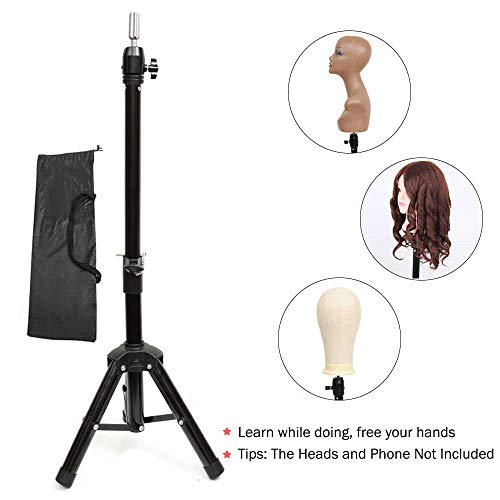 image for BEFUNNY Wig Stand Tripod Mannequin Head Stand Holder Metal Adjustable 