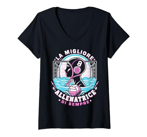 Mujer La Migliore Allenatrice Regalo Allenatore Pallanuoto Donna Camiseta Cuello V