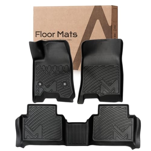 Image of TPE Automotive Floor Mats Custom for 2023-2026 Chevy Colorado & GMC Canyon Crew Cab, All Weather Cover Protection Waterproof Black Floor Liner Front & Rear Row Full Set Car Mats, 3PCS