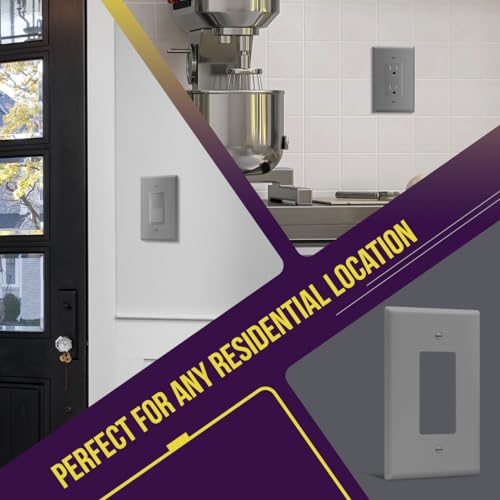 Image of ENERLITES Decorator Light Switch or Receptacle Outlet Wall Plate, Gloss Finish, Oversized 1-Gang 5.5 inch x 3.5 inch, Unbreakable Polycarbonate Thermoplastic, UL Listed, 8831O-GY, Gray