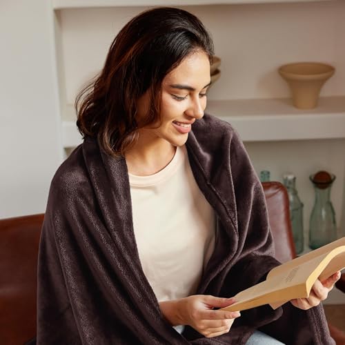 Exclusivo Mezcla Kuscheldecke Fleece Decke für Couch, Superweiche und Warme Sofadecke Wohndecke für Ganzjahreszeit, Plüsch und Leicht, 130 x 170 cm, Braun