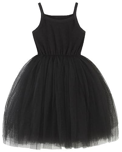 Image of GSVIBK Baby Girls Tutu Dress Sleeveless Toddler Cotton Tulle Skirt Princess Party Prom Dresses