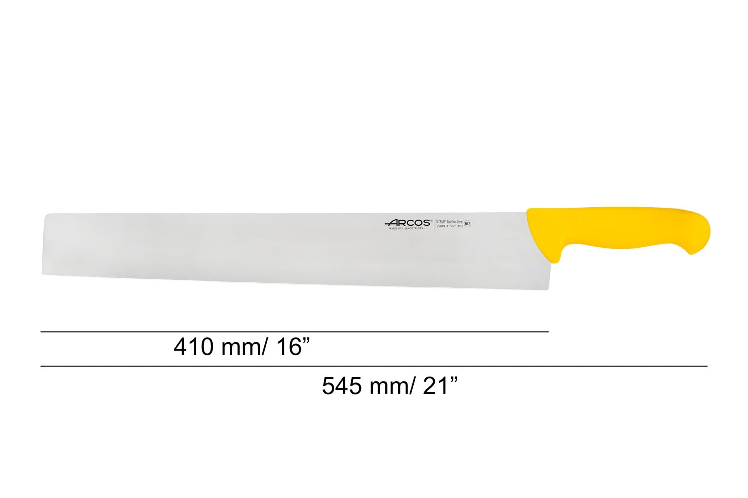 Arcos Serie 2900 - Cuchillo Salami/Queso - Hoja de Acero Inoxidable NITRUM de 410 mm - Mango inyectado en Polipropileno Color amarillo