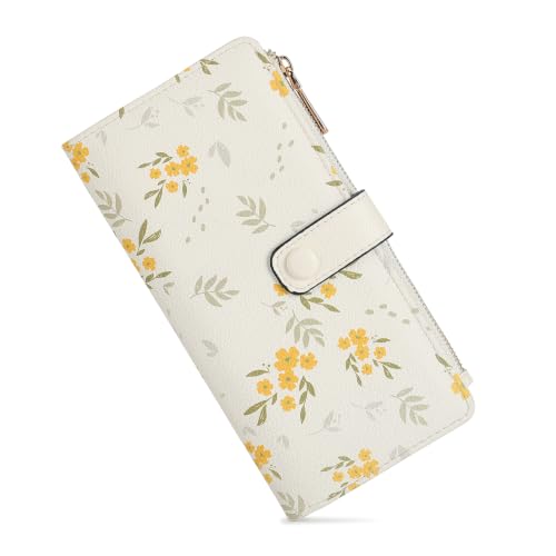Image of Floral Wallet Women Bifold Long Wallets RFID Blocking Card Holder Wallets