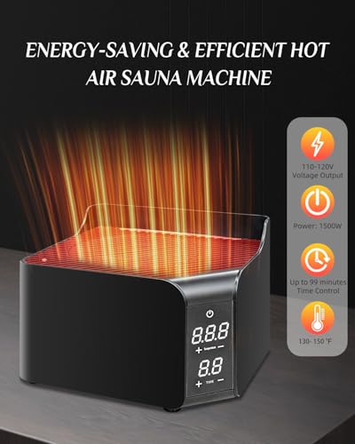 Image of Smartmak 2 Person Portable Sauna Box with Infrared 660nm Red Light Therapy Lamp for Home Relaxation, Large Full Body Sauna Tent, 1500W High Power Hot Air Saunas Spa Pod, 2 Folding Chairs