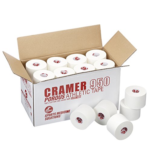 Image of Cramer 950 Premium White Porous Athletic Tape, 2 inch x 15 Yards, Strong Adhesive Sports Tape, Easy Tear, Breathable Cotton, Latex-Free, Bulk Case of 24 Rolls for Ankle, Wrist & Injury Taping