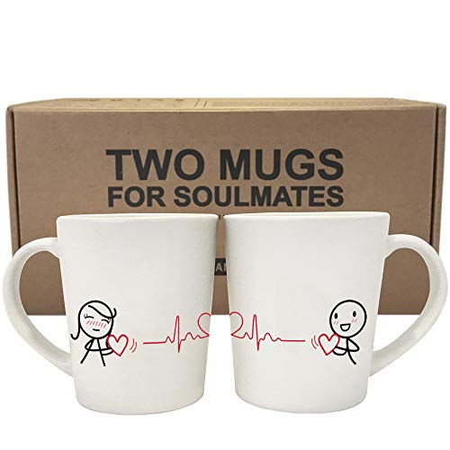 boldloft coffee cups - BoldLoft Love You with Every Beat of My Heart Couple Coffee Mugs-Couple Gifts,Girlfriend Gifts,Boyfriend Gifts for Anniversary Valentines Day Christmas Long Distance Relationships Gifts