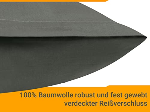 npluseins Doppelpack zum Sparpreis - Baumwoll-Kissenbezüge - Moderne Wohndekoration in schlichtem Design, 40 x 40 cm, anthrazit - Image 5