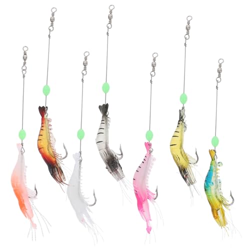 HOODANCOS 7個 夜光?型ルアー点 リアルなエビ形状で魚を誘引 携帯便利な釣り餌 淡水 海水対応の釣り用品 初心者から愛好家まで使える釣り用