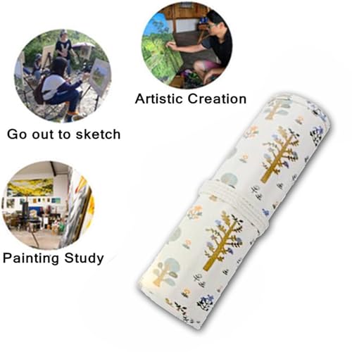 Image of Paint Brush Holder Storage 20 Slots,Art Brush Roll Canvas Pouch,Roll Up Brush Bag Case,Paint Storage Canvas Pouch for Watercolor Gouache
