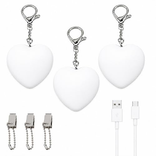 3Pcs Heart-Shaped Purse Light Rechargeable Handbag Light Love Wallet with Touch Sensor Motion Activated LED Purse Glow Heart Bag Lighting with Clip Keychain Flashlight for Women Girls Friend Gift