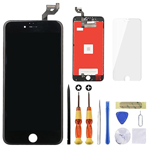 for Black iPhone 6s Plus Screen Replacement Lansupp 3D Touch Screen Glass Digitizer Frame Assembly with Tempered Glass Screen Protector + Repair Tools + Instruction