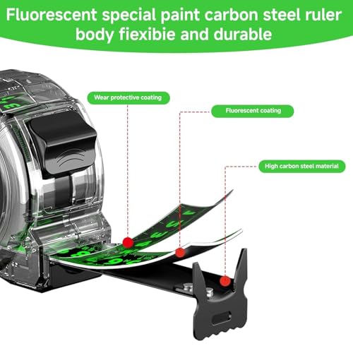 Stainless Steel Tape Measure with Fluorescent 10M*25MM Waterproof Tape Measure, Thicken Ruler Tape with Rust and Corrosion Resistant Stainless Steel for Industrial and Home 3 Stainless Steel Tape Measure with Fluorescent 10M*25MM Waterproof Tape Measure, Thicken Ruler Tape with Rust and Corrosion Resistant Stainless Steel for Industrial and Home - Image 3